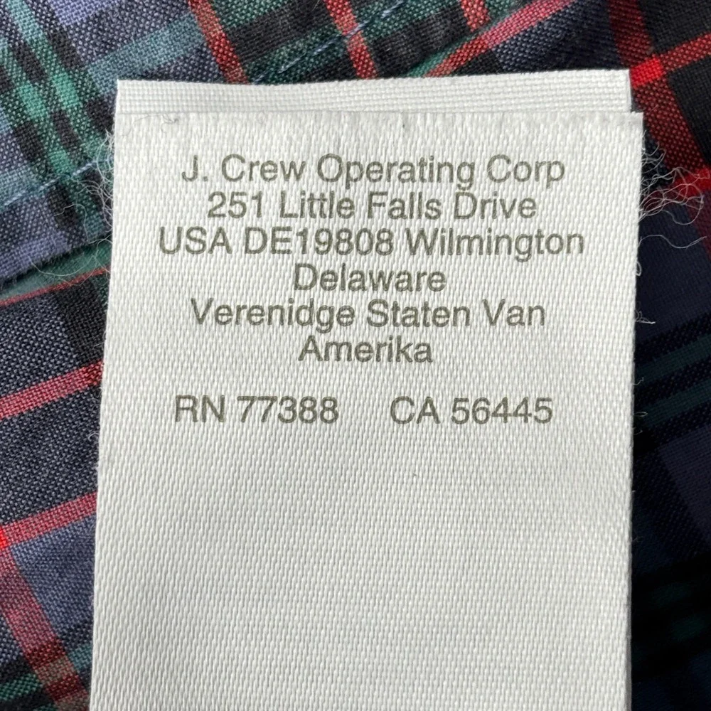 JCrew Secret Wash Shirt Mens Medium Slim Purple Green Red Plaid Button Down M